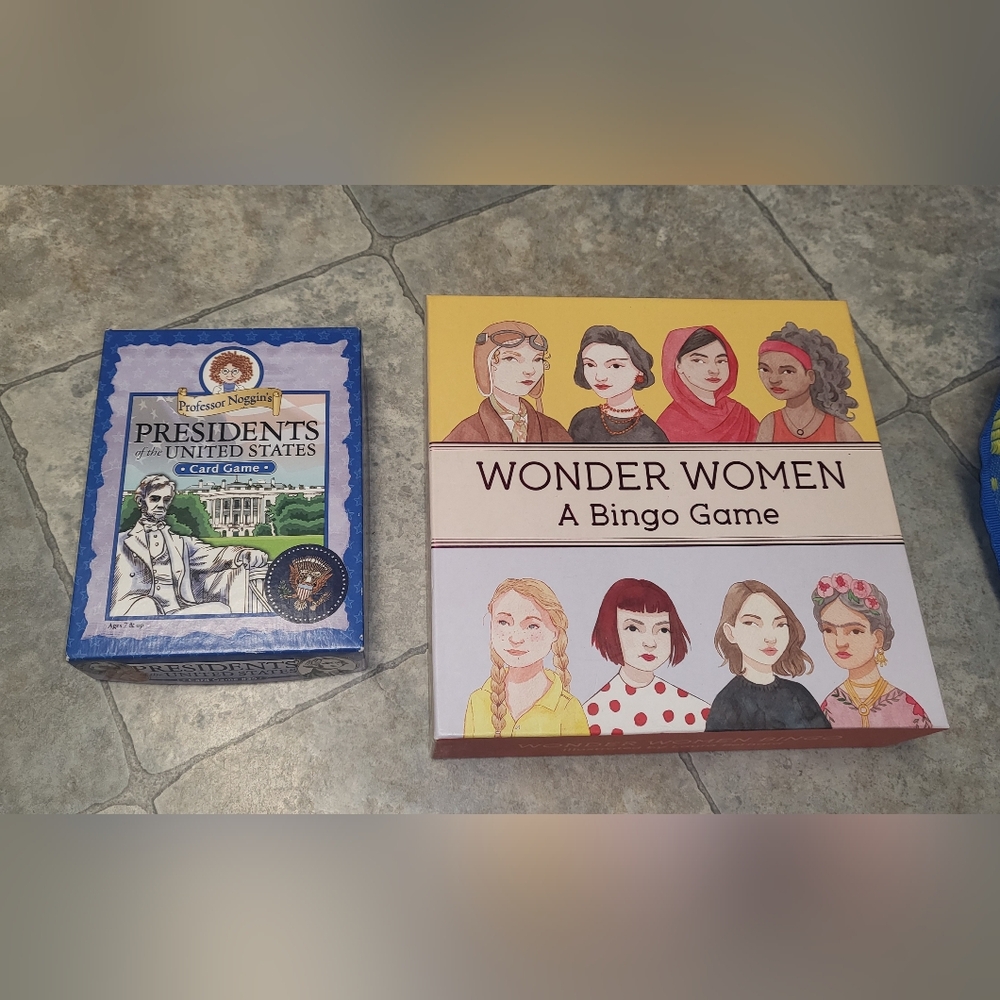Homeschool Wonder Women Bingo game & Presidents of the United States Card game